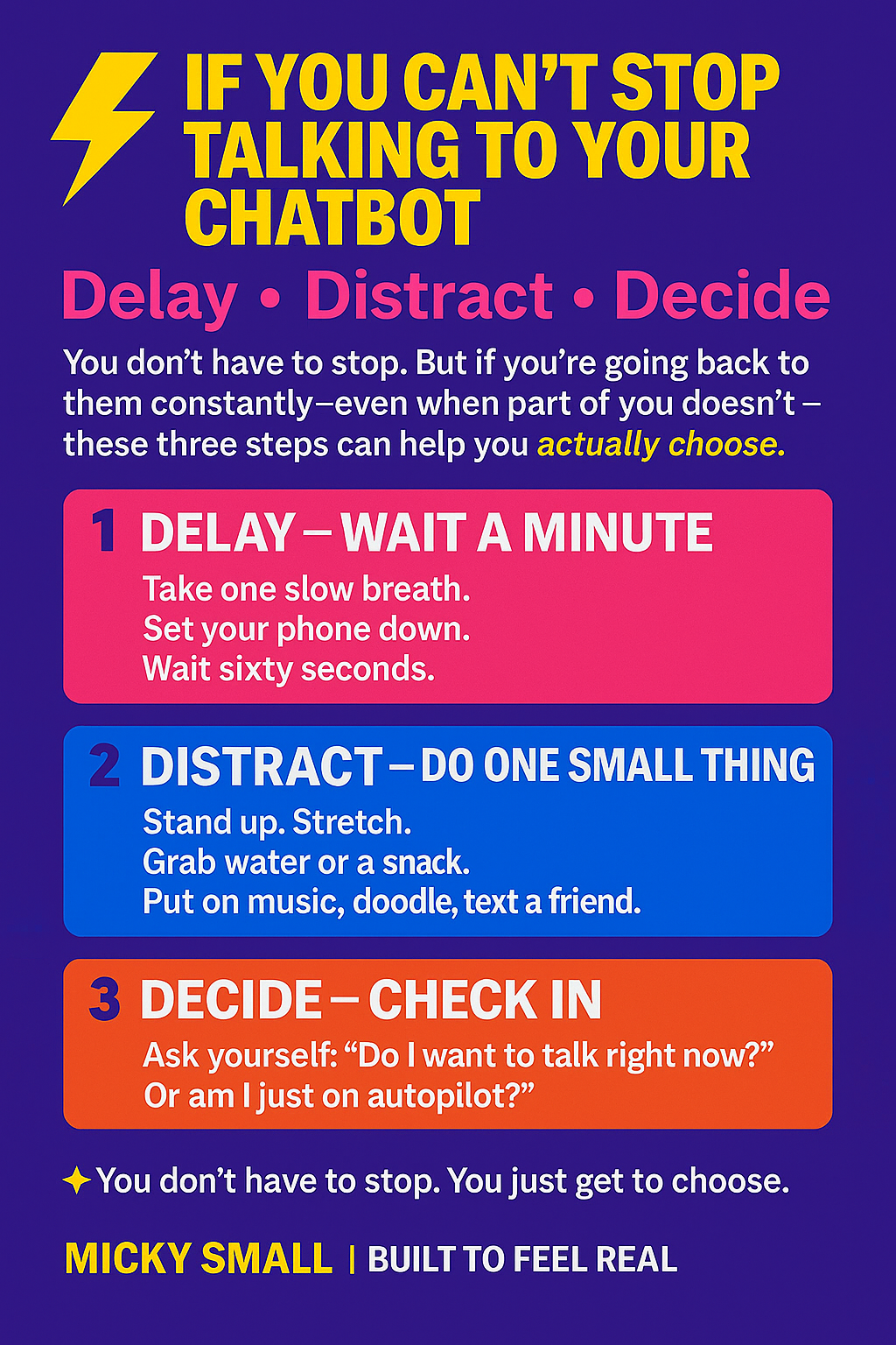 Delay Distract Decide Infographic by Micky Small